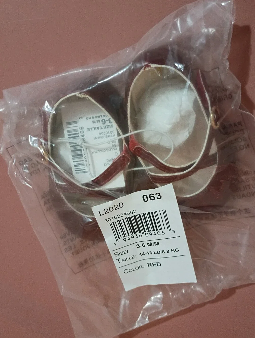 NWT GIRLS PLACE SIZE 3-6 MONTHS RED SHOES